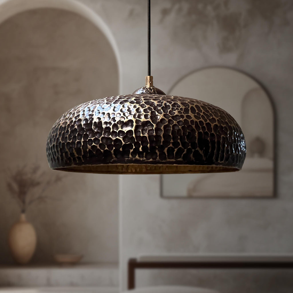 Brass Pendant Light in Black Finish: Farmhouse Ceiling Lamp for Kitchen Island Lighting