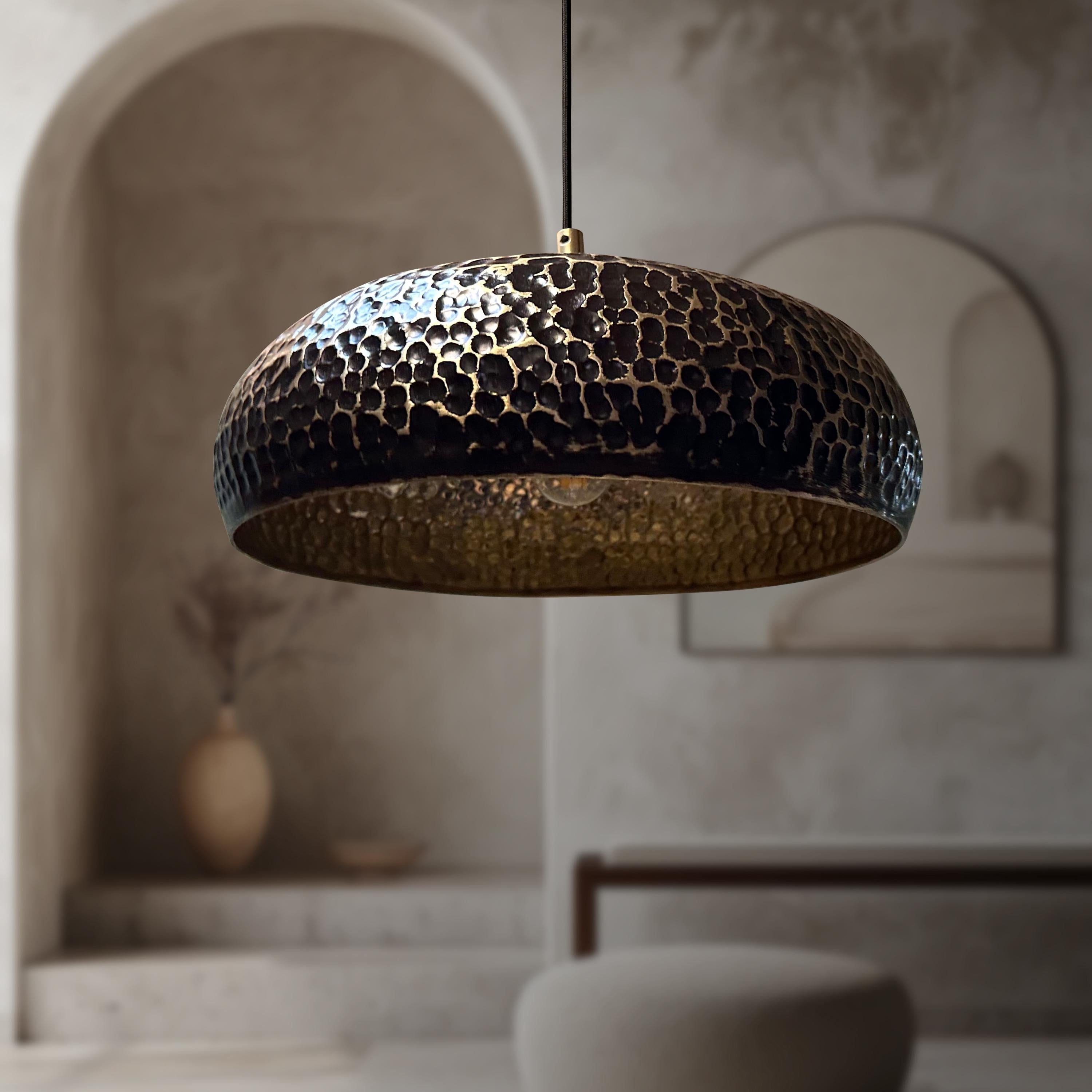 Brass Pendant Light in Black Finish: Farmhouse Ceiling Lamp for Kitchen Island Lighting