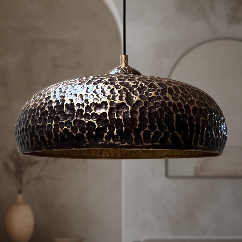 Brass Pendant Light in Black Finish: Farmhouse Ceiling Lamp for Kitchen Island Lighting