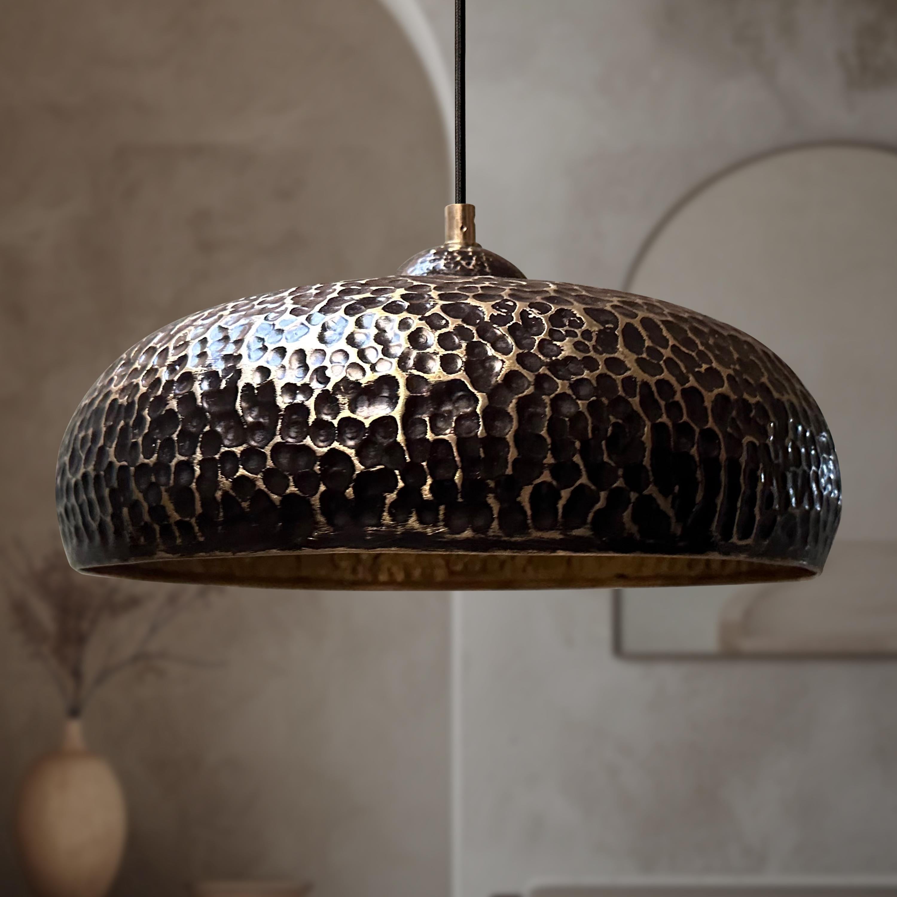 Brass Pendant Light in Black Finish: Farmhouse Ceiling Lamp for Kitchen Island Lighting