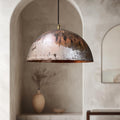Oxidized Copper Pendant Light – Rustic Farmhouse Ceiling Fixture for Kitchen Island