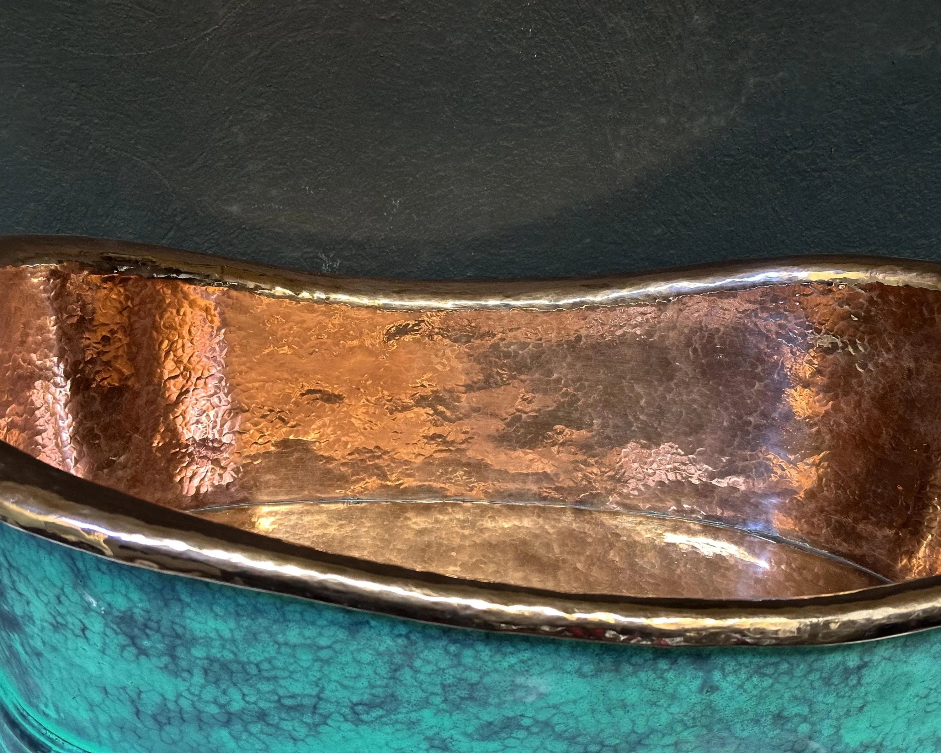 Handmade Green Patina Copper Vessel Sink – Rustic Oval Vanity Basin