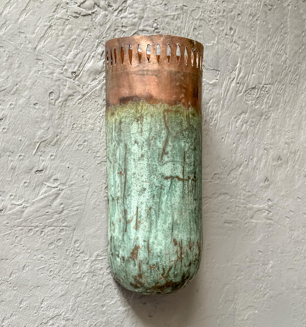 Green Patina Copper Wall Sconce, Copper Hanging Scones Hallway