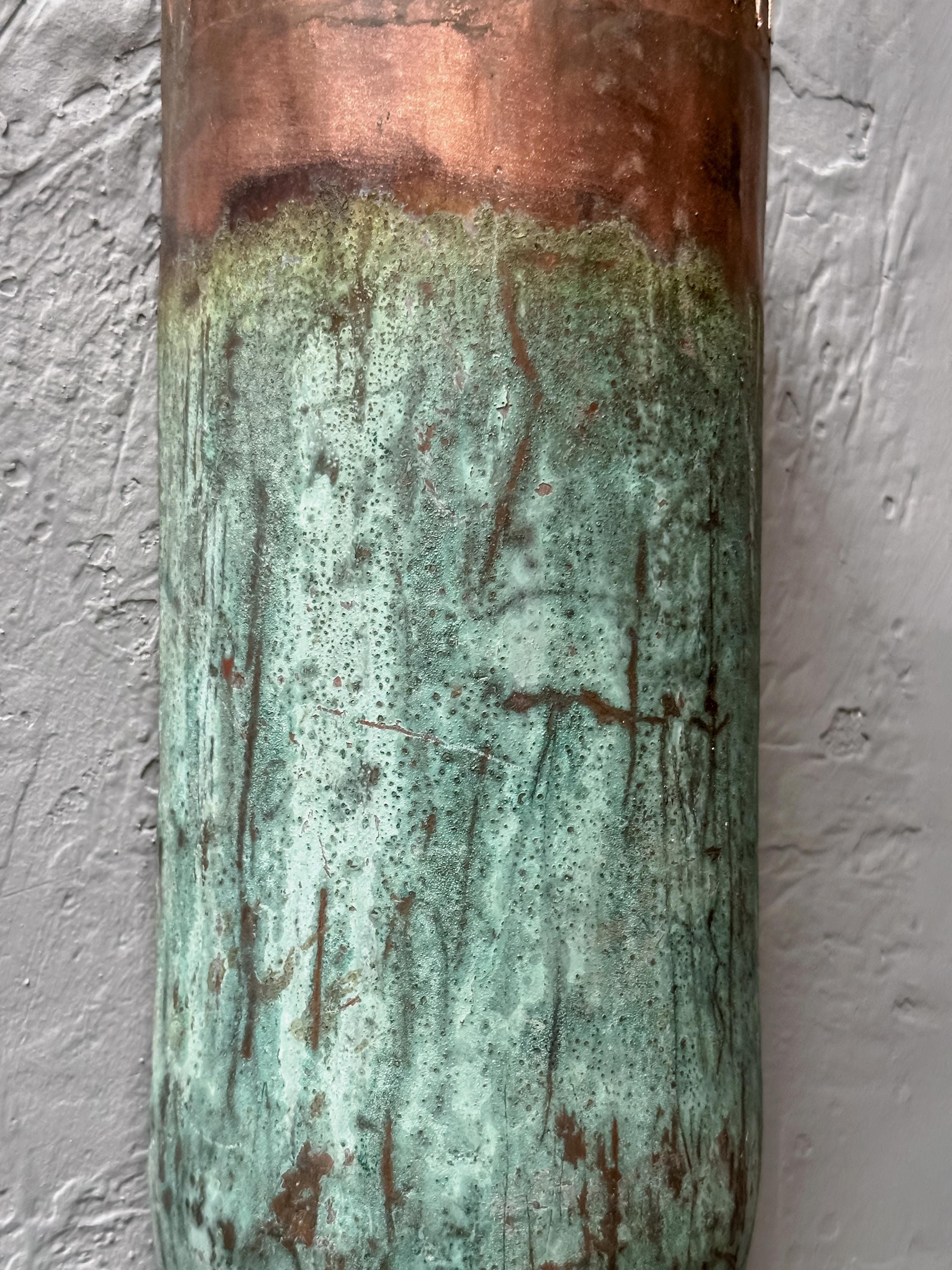 Green Patina Copper Wall Sconce, Copper Hanging Scones Hallway