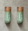 Set of 2 Green Patina Copper Wall Sconce, Copper Hanging Scones Hallway