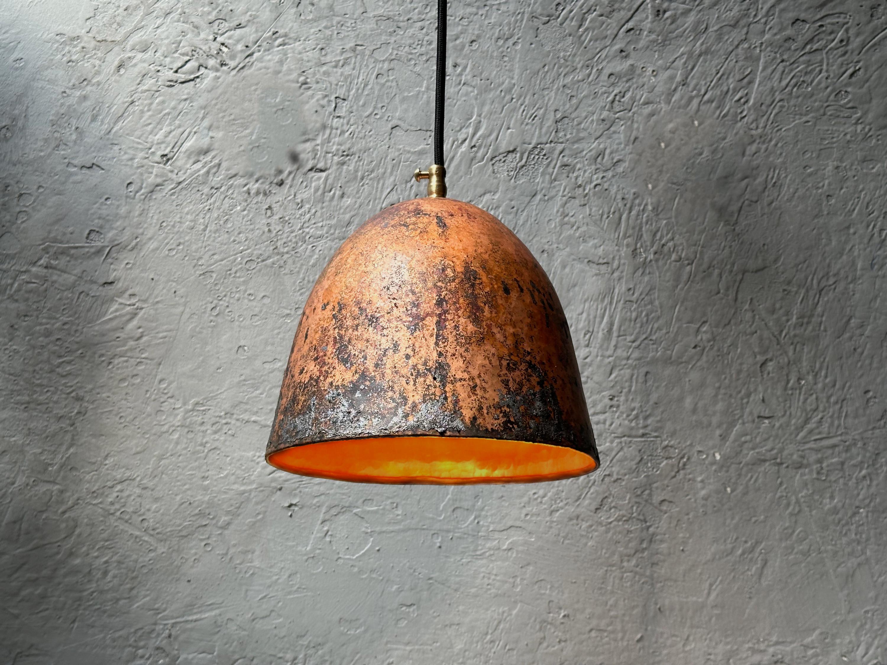 Set Of Two Oxidized Copper Pendant Lights, Rustic Farmhouse Light Fixture, Handmade Copper Ceiling Light