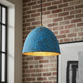 Blue Patina Copper Pendant Light – Handmade Dome Ceiling Lamp for Rustic Farmhouse Kitchen Decor