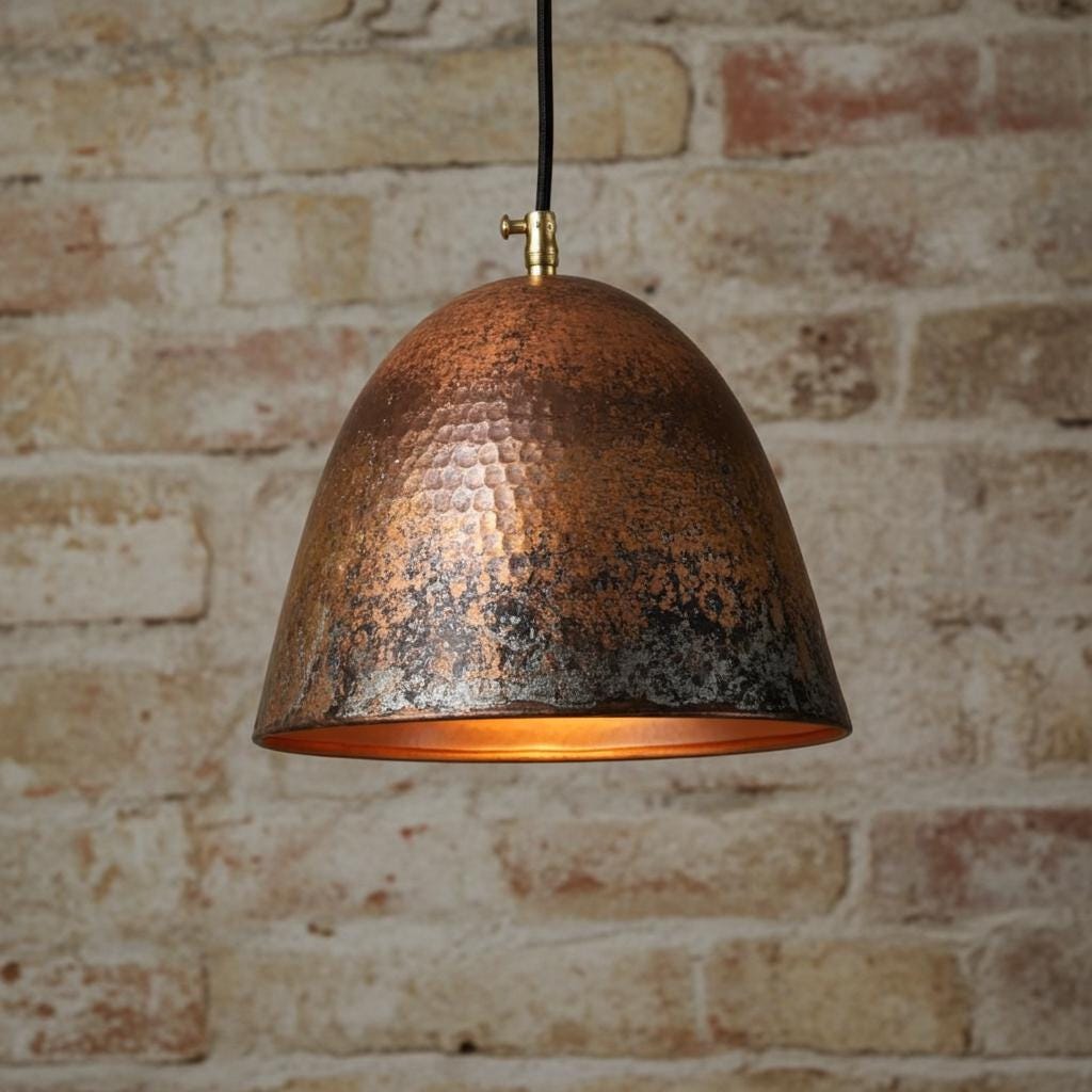 Solid Copper Patina Farmhouse Light Fixture, Handmade Copper Ceiling Light, Rustic Copper Kitchen Island Pendant Light Fixture