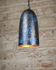 Handmade Blue Patina Copper Pendant Light – Rustic Hammered Ceiling Lamp