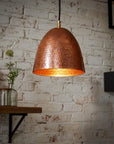 Set of 2 Handmade Hammered Copper Pendant Lights for Kitchen Island
