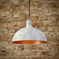 Handmade Copper Pendant Light with White Patina – Rustic Farmhouse Kitchen Island Ceiling Fixture
