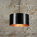 Black Hammered Metal Pendant Light, Rustic Farmhouse Kitchen Island Lighting, Large Drum Hanging Fixture