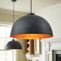 Black Dome Pendant Light – Modern Industrial Copper Hanging Lamp for Kitchen Island or Dining Room