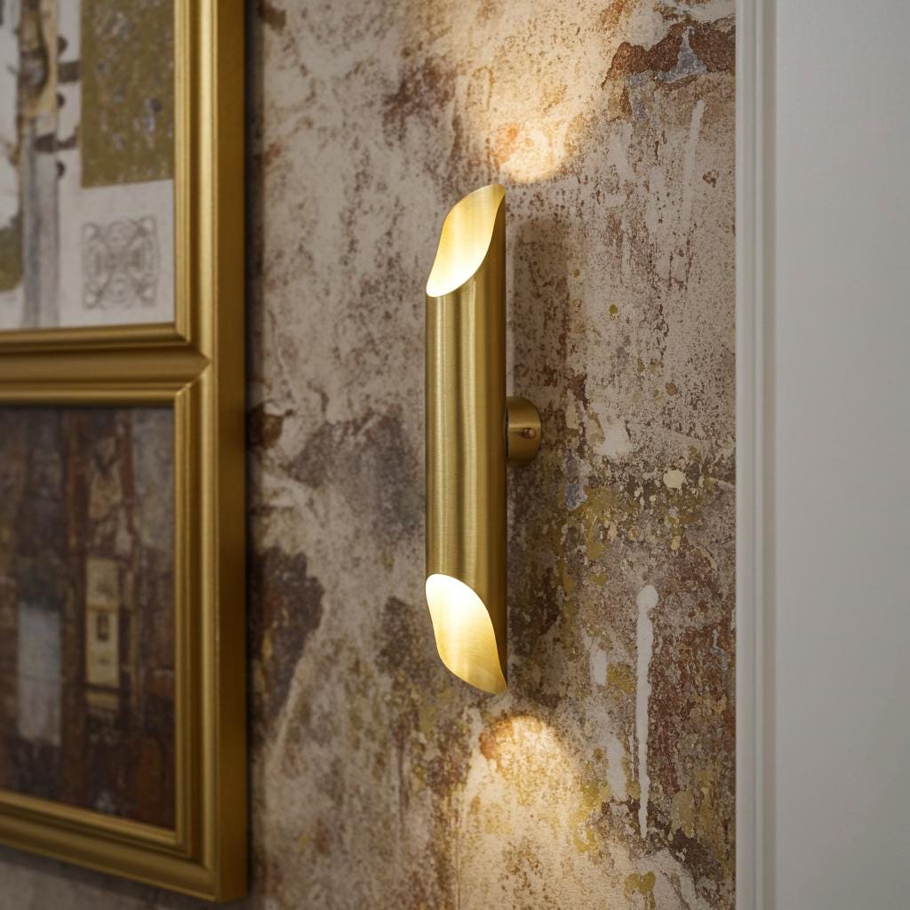 Solid Brass Wall Sconce – Modern Up Down Outdoor Wall Light Fixture for Porch, Patio & Entryway Lighting