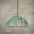 Handmade Verdigris Copper Dome Light – Vintage Rustic Ceiling Fixture for Farmhouse Kitchen