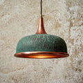Handmade Green Patina Copper Pendant Light for Rustic Kitchen & Dining