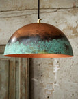 Handmade Verdigris Copper Dome Pendant Light for Rustic Interiors