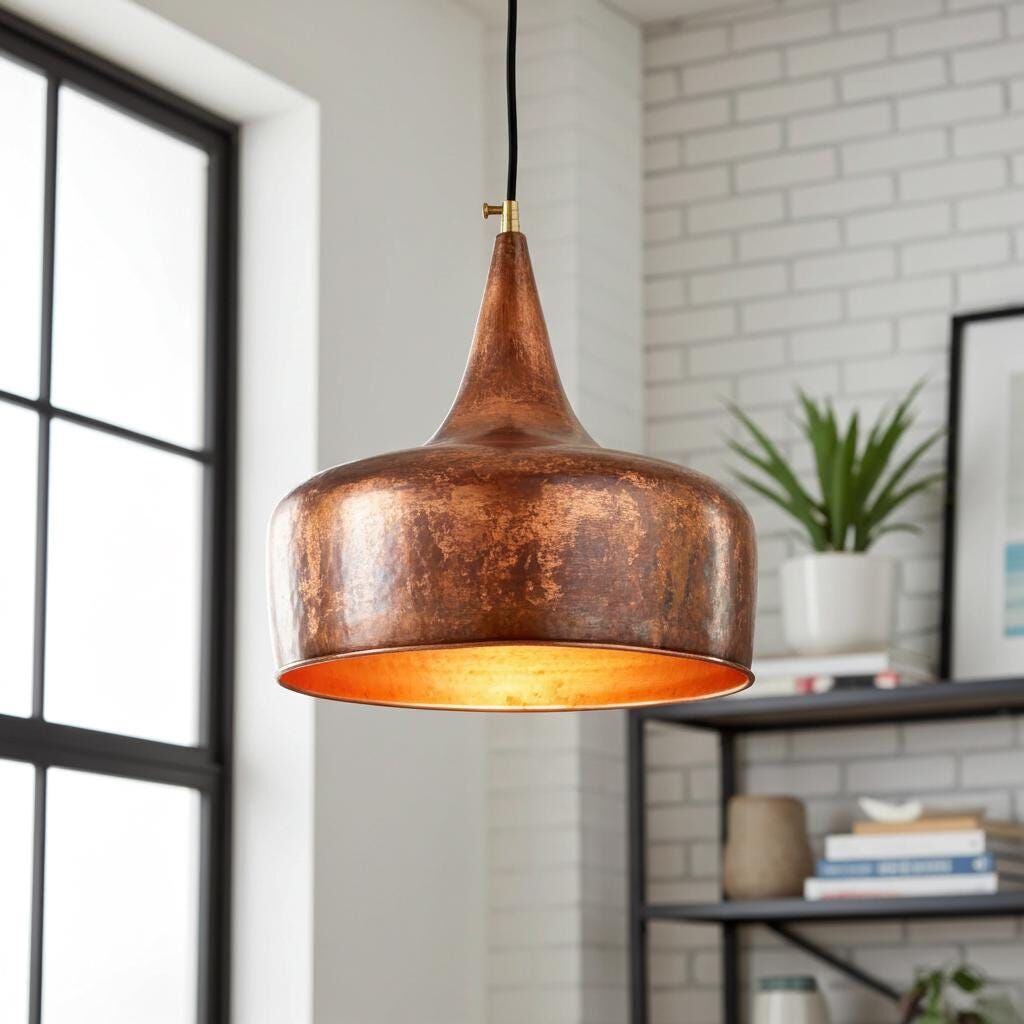 Handmade Vintage Copper Dome Pendant Light for Kitchen Island