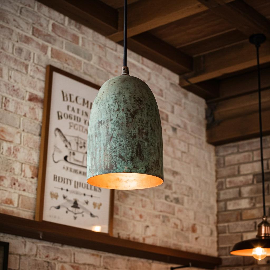 Verdigris Copper Pendant Light – Rustic Patina Farmhouse Ceiling Lamp for Kitchen Island & Dining Room