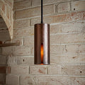 Hammered Copper Cylinder Pendant Light – Rustic Industrial Kitchen Island Hanging Lamp