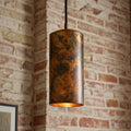 Rustic Copper Cylinder Pendant Light – Aged Industrial Kitchen Island Lighting Fixture