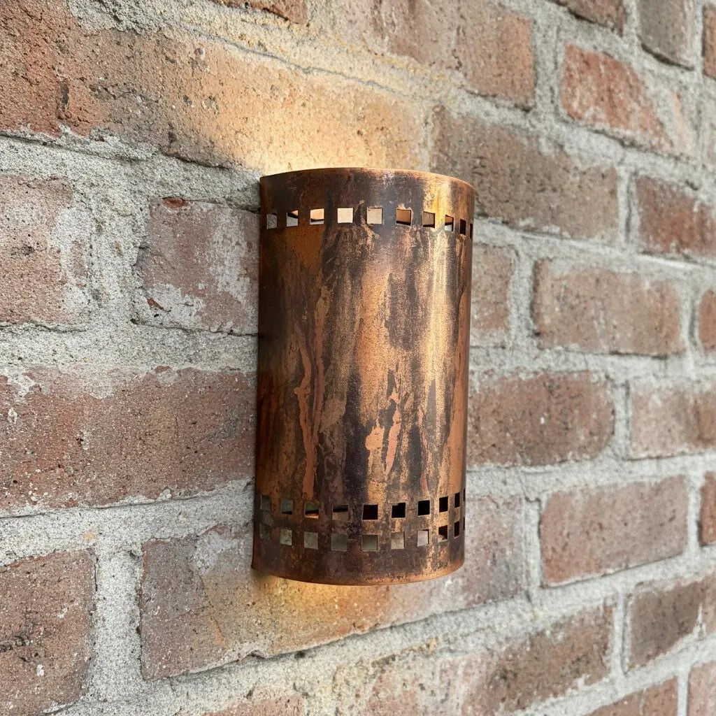 Handmade Rustic Copper Outdoor Wall Sconce for Porch & Entryway