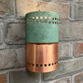 Copper Outdoor Wall Sconce – Green Patina Half Round Exterior Light Fixture for Patio