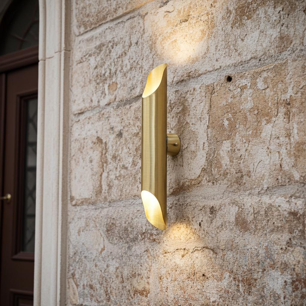 Solid Brass Wall Sconce – Modern Up Down Outdoor Wall Light Fixture for Porch, Patio & Entryway Lighting