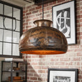 Copper Dome Pendant Light:  Hand Hammered Oxidized Rustic Ceiling Fixture for Indoor Outdoor