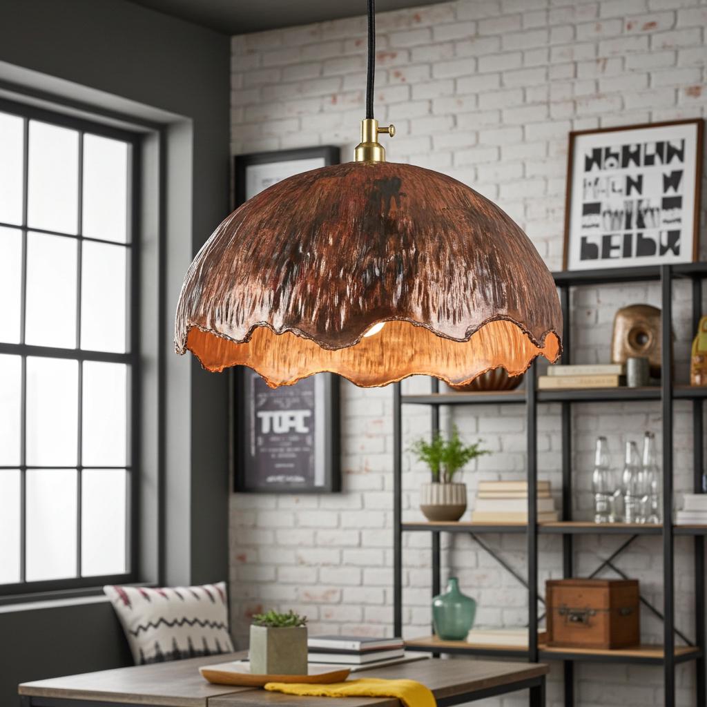 Rustic Handmade Copper Pendant Lamp – Vintage Dome Ceiling Light for Farmhouse Kitchen Decor