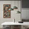 Set of Three Green Patina Copper Pendant Lights – Farmhouse Dome Ceiling Lamps for Dining or Bar