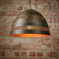 Handmade Hammered Copper Dome Pendant Light with Cutout Shade