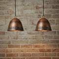 Patina Copper Pendant Light Set of Two – Rustic Handmade Ceiling Fixtures for Farmhouse Kitchen Island