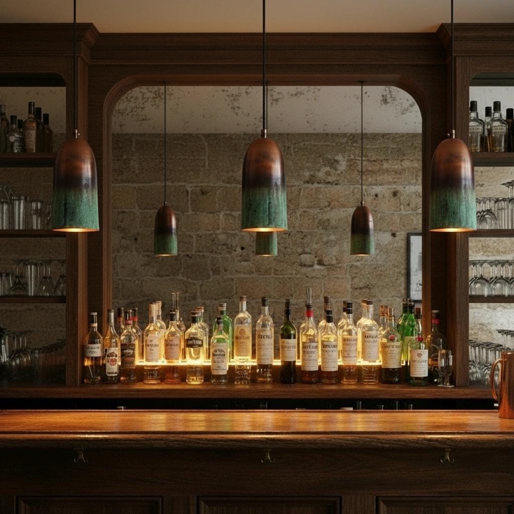 Green Patina Copper Pendant Light Set of 3 – Rustic Farmhouse Kitchen Island Ceiling Lamps