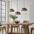 Set of Three Handmade Copper Pendant Lights – Rustic Oxidized Ceiling Fixtures for Farmhouse Kitchen