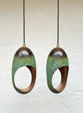 Set of 2 Oxidized Copper Pendant Lights – Handmade Vintage Ceiling Lamps Island Kitchen .Two Handmade Vintage Farmhouse Lighting