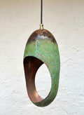 Green Patina Copper Pendant Light – Handmade Sculptural Ceiling Lamp Kitchen , Oxidized Farmhouse Lighting
