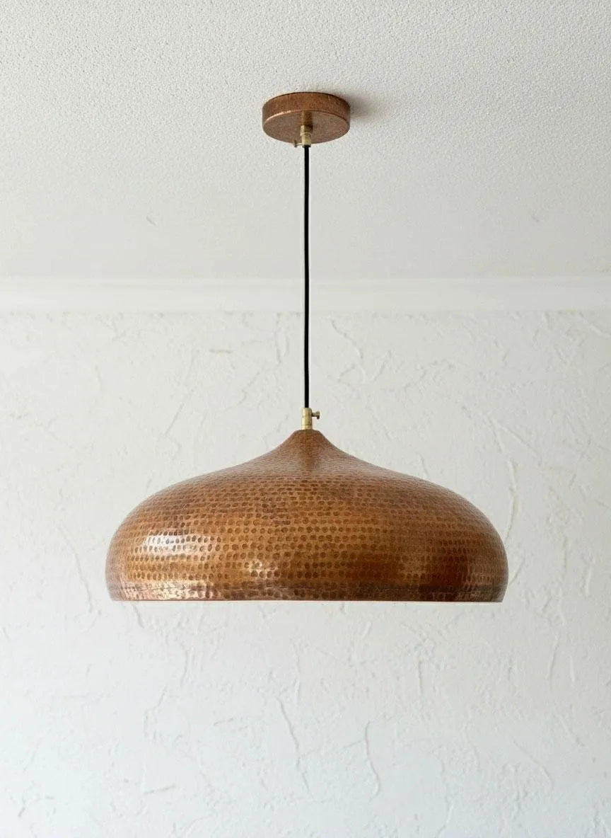 Handmade Hammered Copper Dome Pendant Light for Kitchen Island