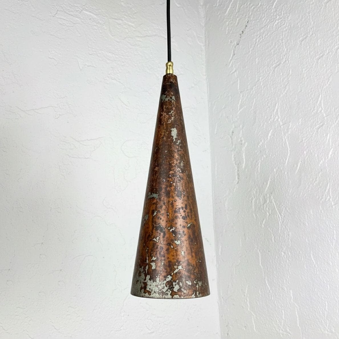 Oxidized Copper Cone Pendant Light – Patina Copper Hanging Lamp Bar  , Vintage Farmhouse Lighting