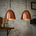 Set Of Two Handmade Hammered Copper Farmhouse Pendant Lights