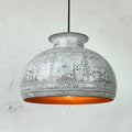 White Patina Copper Dome Pendant Light – Rustic Ceiling Fixture Farmhouse Lighting