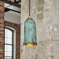 Green Patina Copper Pendant Light – Oxidized Farmhouse Ceiling Fixture for Kitchen Island