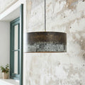 Handmade Oxidized Copper Drum Pendant Light for Kitchen Island