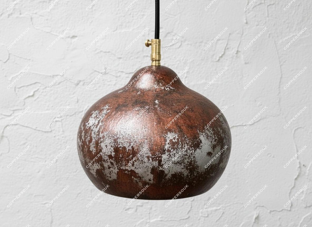 Antique Hammered Copper Pendant Light – Handmade Dome Ceiling Light for Kitchen Island, Rustic Copper Hanging Lamp