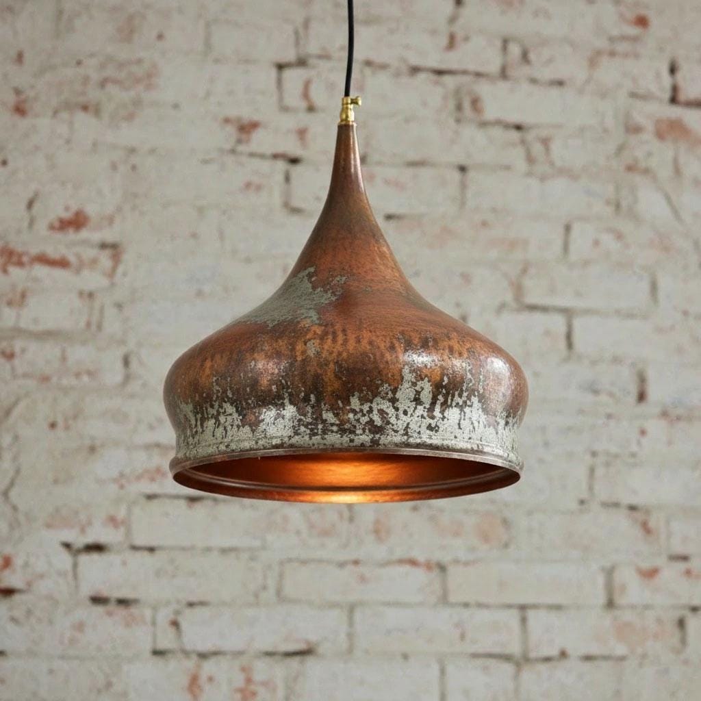 Rustic Copper Onion Dome Pendant – Handmade Oxidized Light Fixture Farmhouse Kitchen