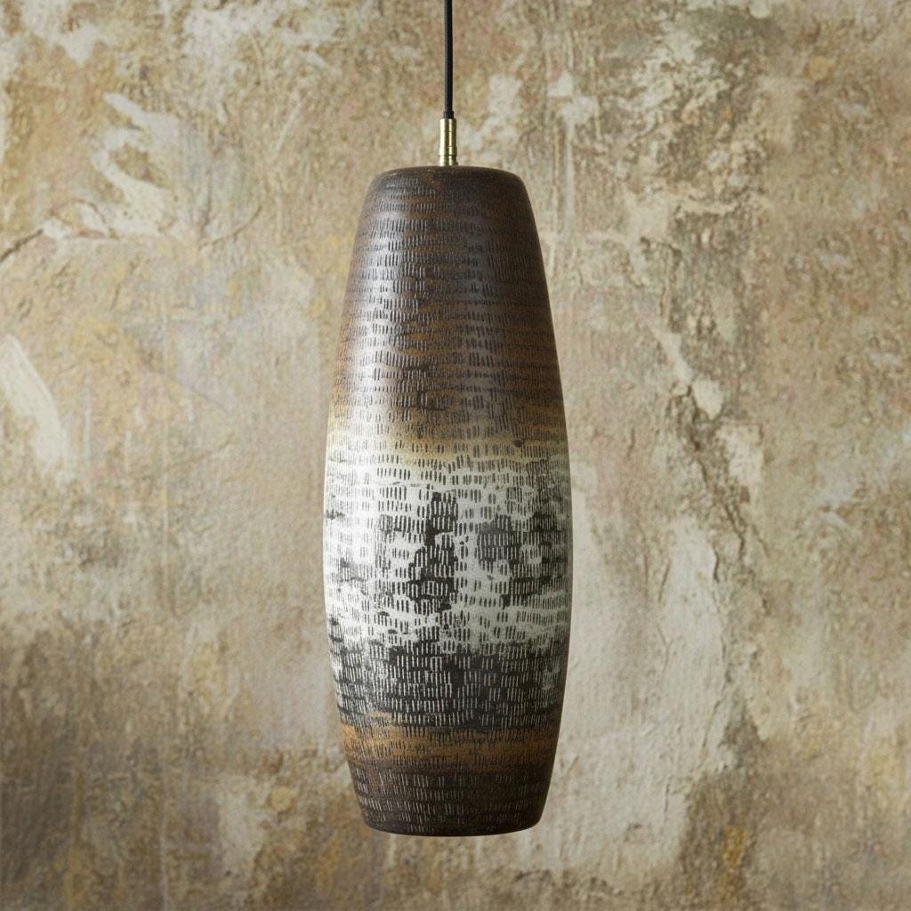 Set of 2 Oxidized Copper Tall Pendant Lights – Handcrafted Rustic Cylinder Fixtures
