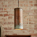 Handcrafted Tall Patina Cylinder Light for Kitchen Island , Bar lamps , Rustic Aged Copper Pendant