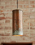 Handmade Aged Copper Cylinder Pendant Light for Kitchen Island