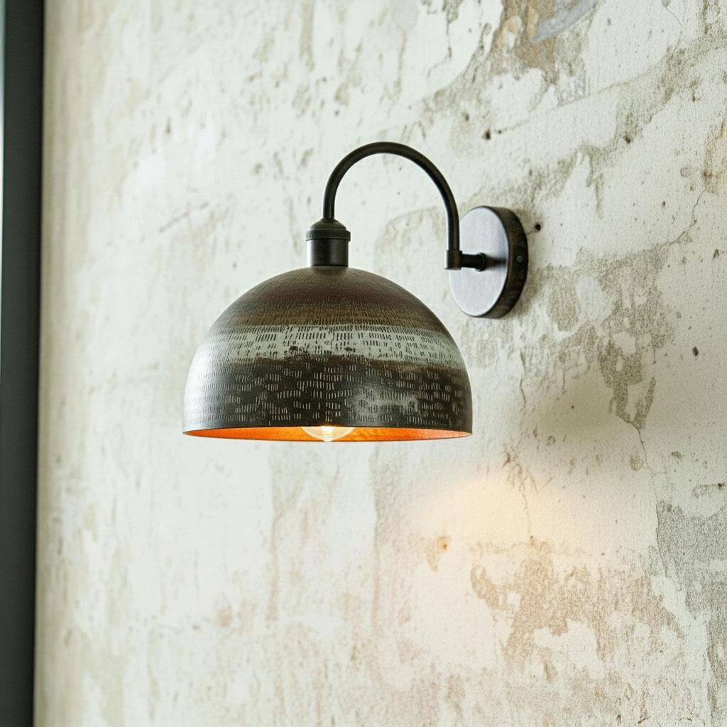 Vintage Copper Wall Sconce – Rustic Dome Light Farmhouse Lighting , Outdoor Aged Lamp