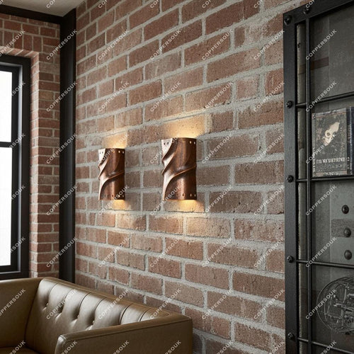 Aged Copper Wall Sconce ,Handmade Patina Copper Wall light